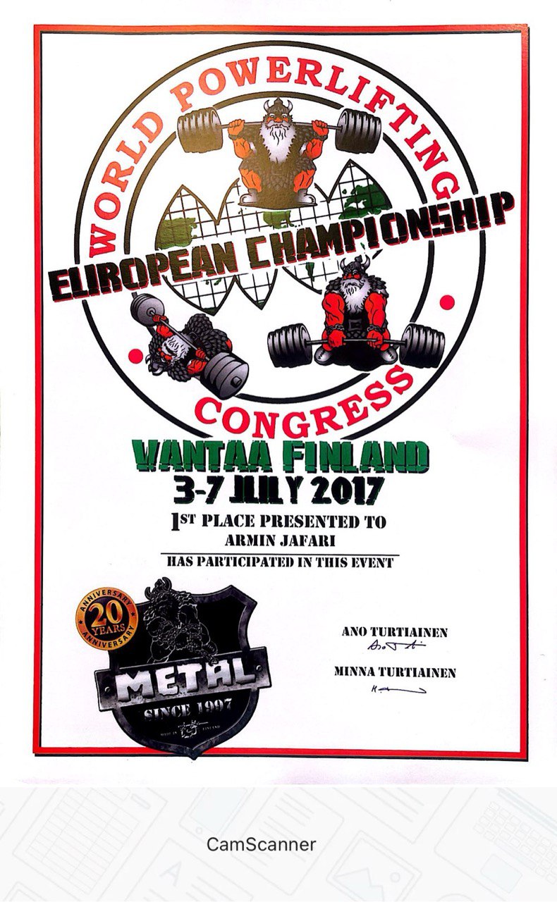 European Championship WPC/AWPC of First Place in Powerlifting Vanataa - Finland | Jan 2017